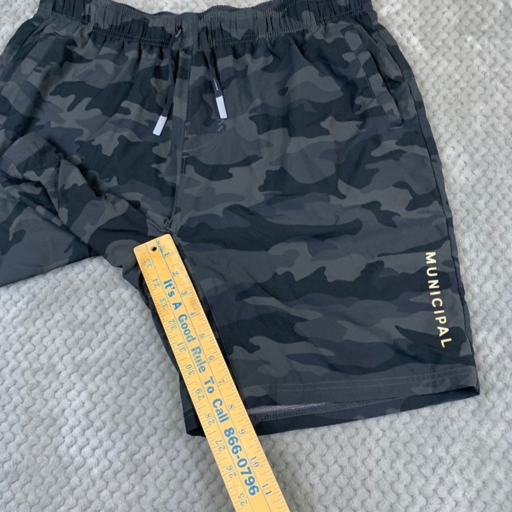 Municipal Athletic Shorts Mens Large Charcoal Black Camo Sport Utility - Picture 7 of 10